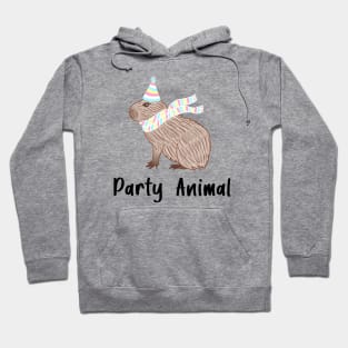 Party Animal Birthday Capybara Black Text Hoodie